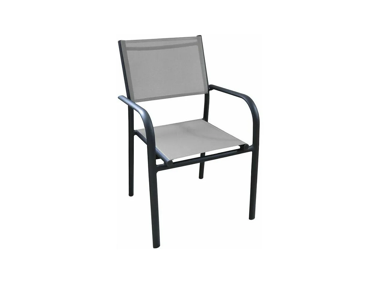 Fauteuil en aluminium Duca (Lot de 6) Graphite et perle