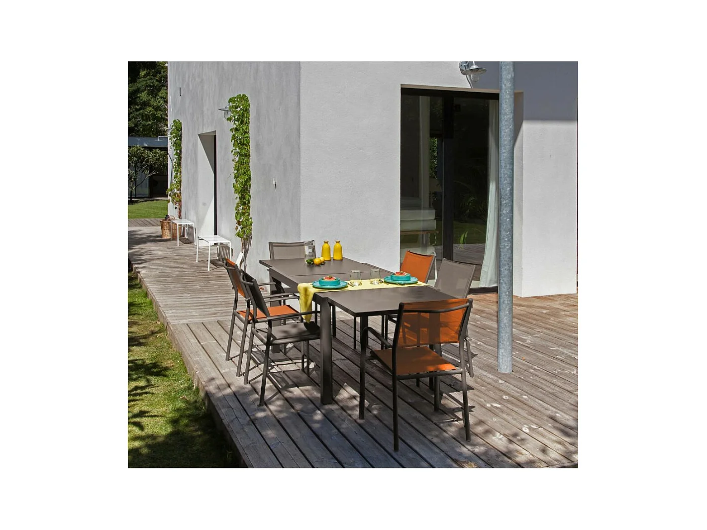 Fauteuil en aluminium Duca (Lot de 6) Graphite et perle