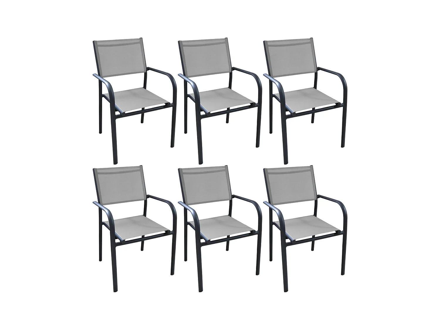 Fauteuil en aluminium Duca (Lot de 6) Graphite et perle