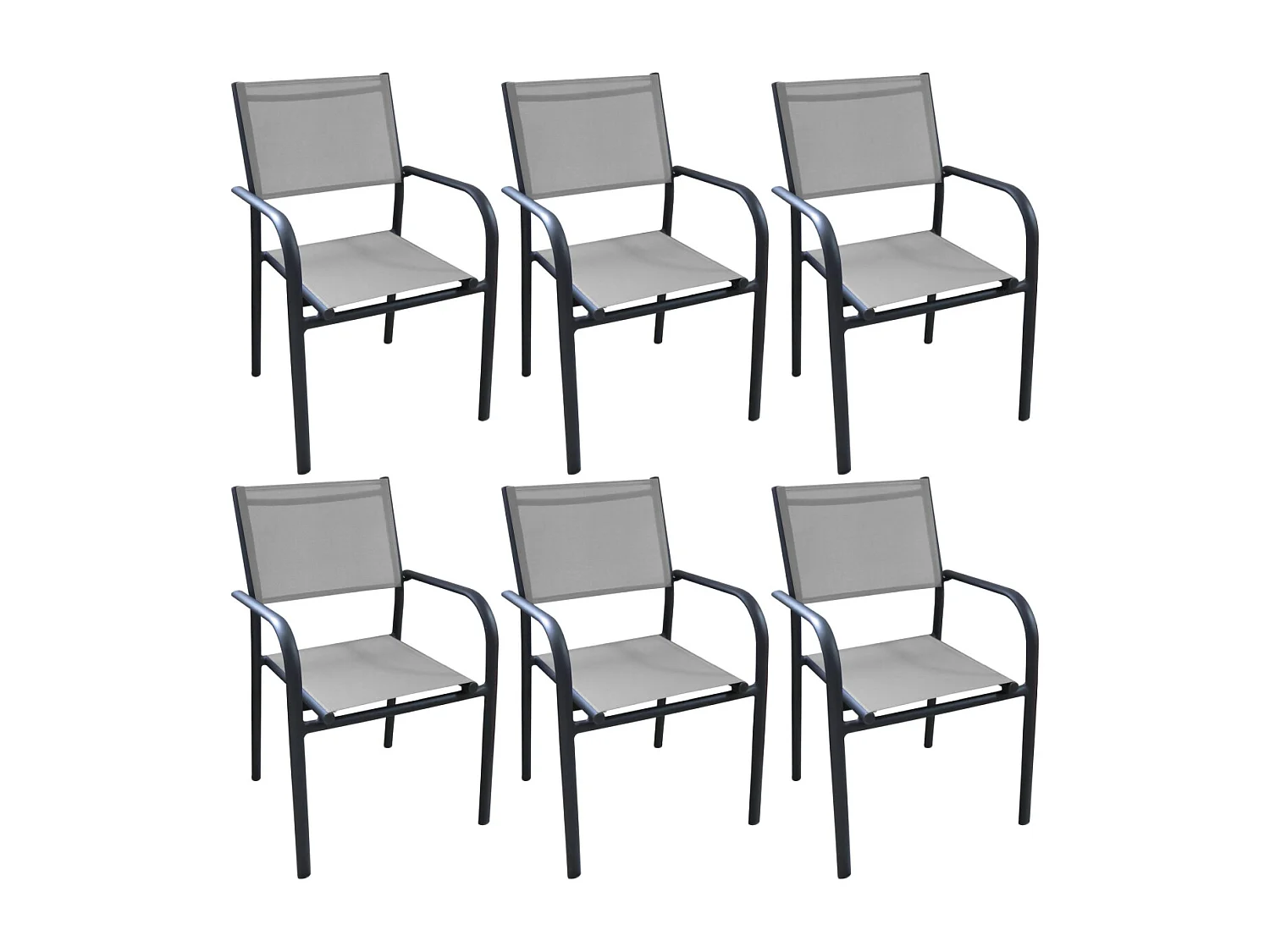 Fauteuil en aluminium Duca (Lot de 6) Graphite et perle