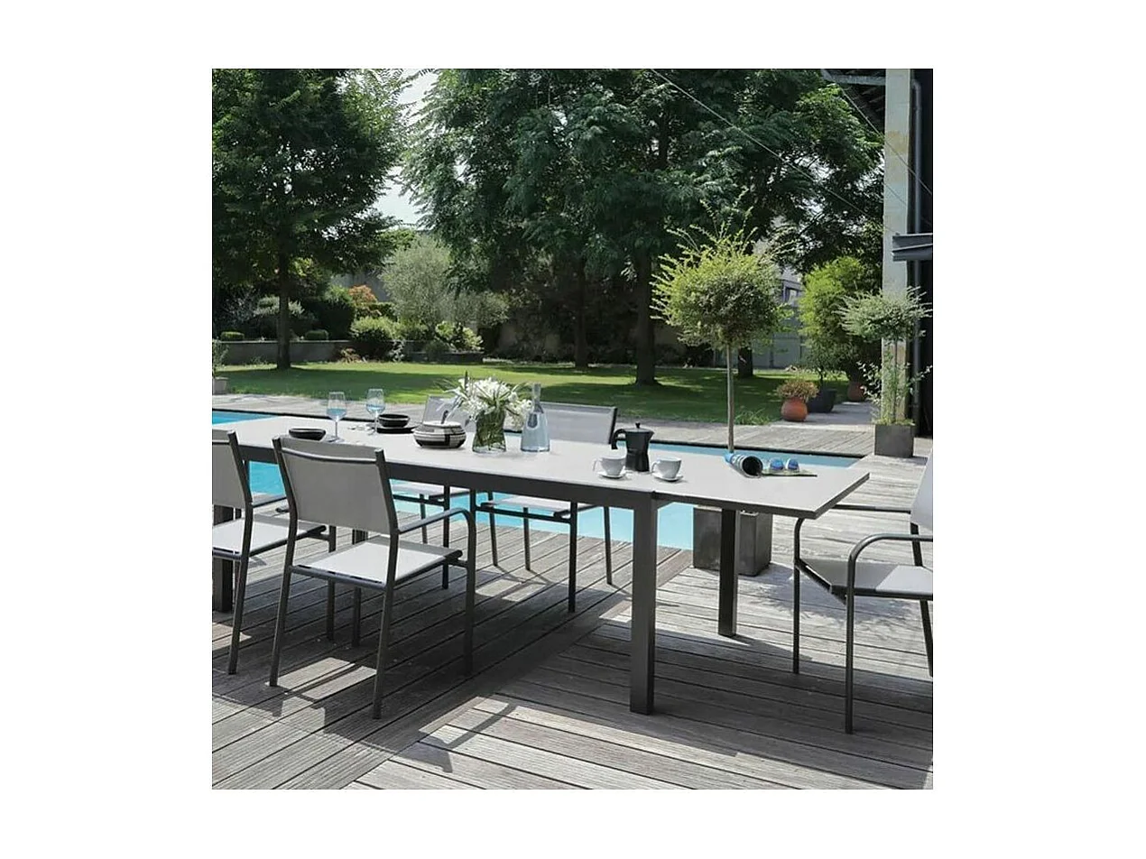 Fauteuil en aluminium Duca (Lot de 6) Graphite et perle