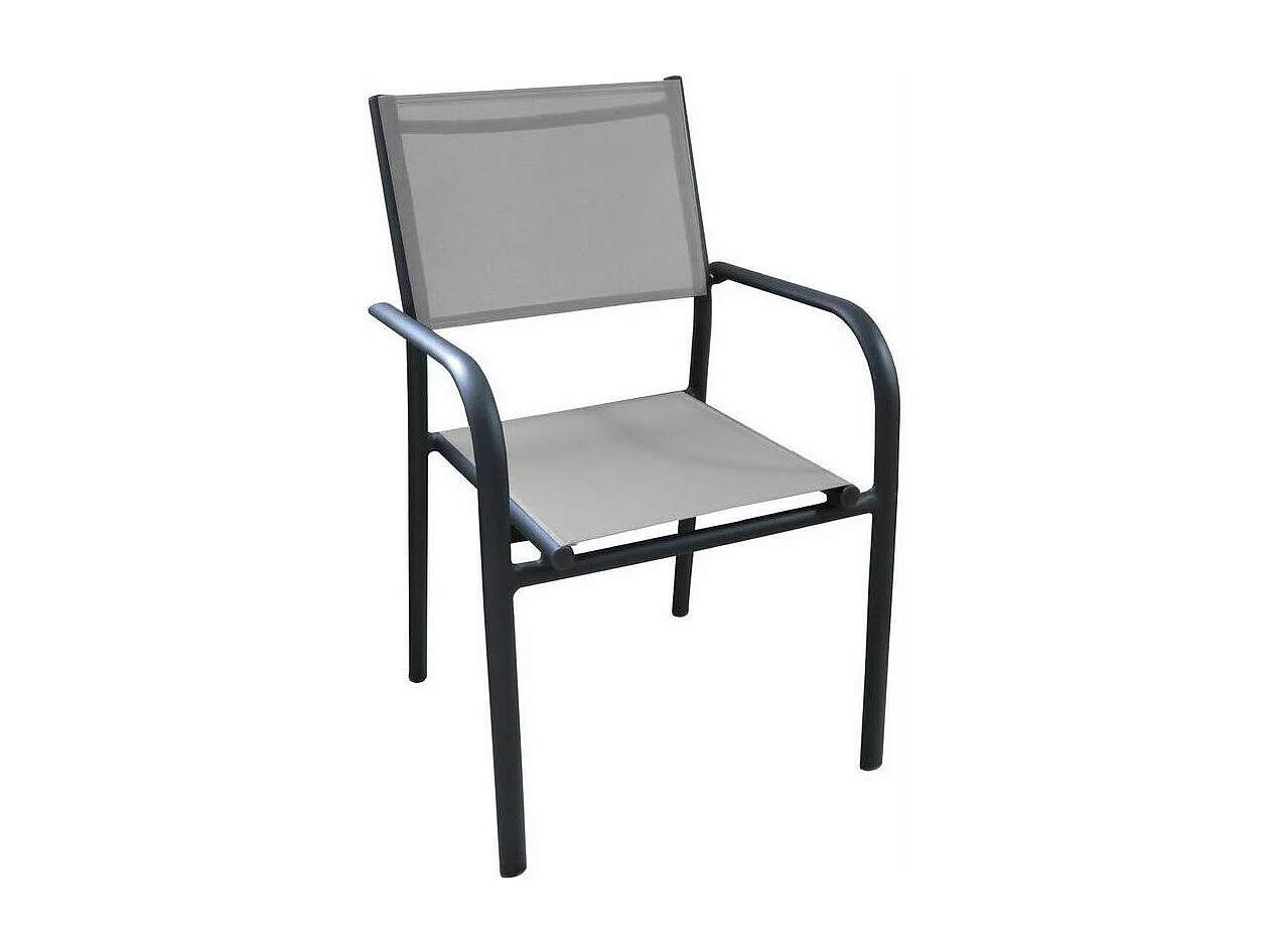 Fauteuil en aluminium Duca (Lot de 6) Graphite et perle