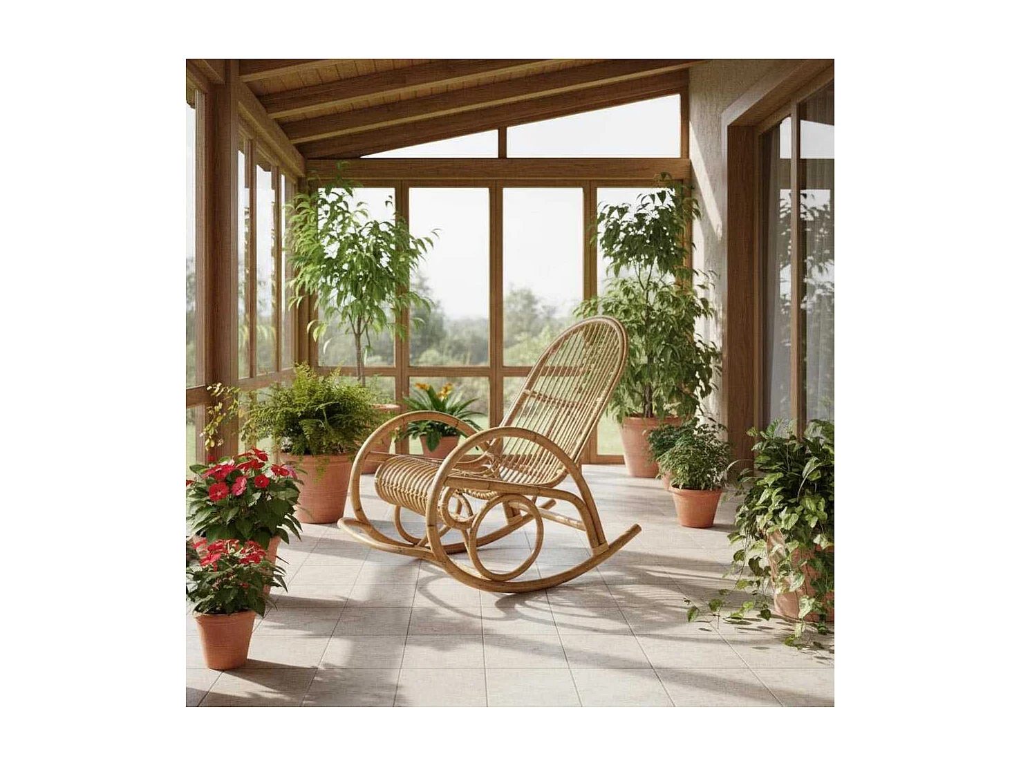 Fauteuil Rocking-chair en manau Non écorcé