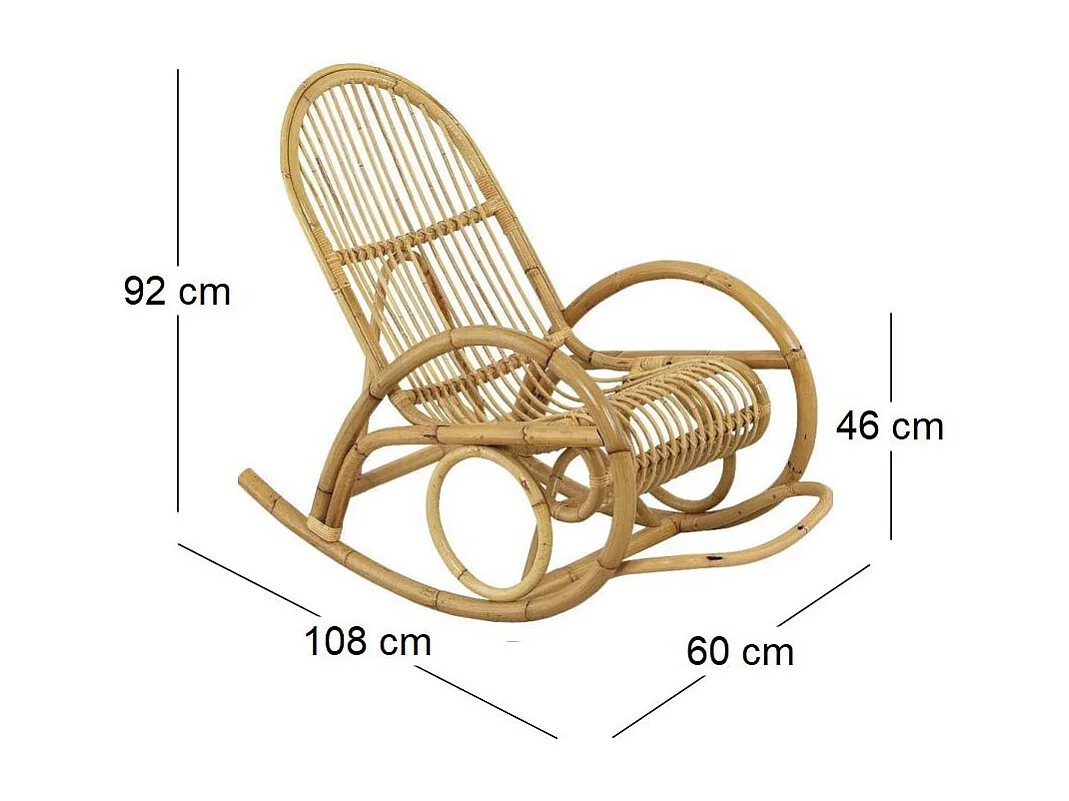 Fauteuil Rocking-chair en manau Non écorcé