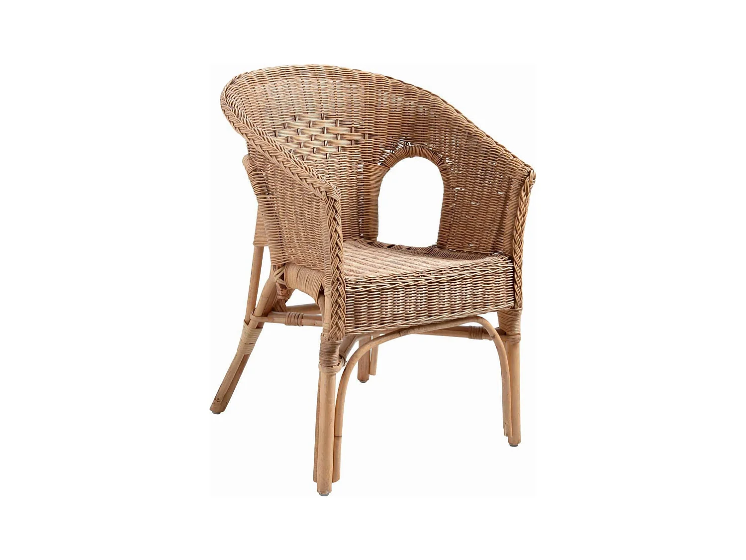 Fauteuil en rotin patiné marron Léa Sans coussin Sans coussin