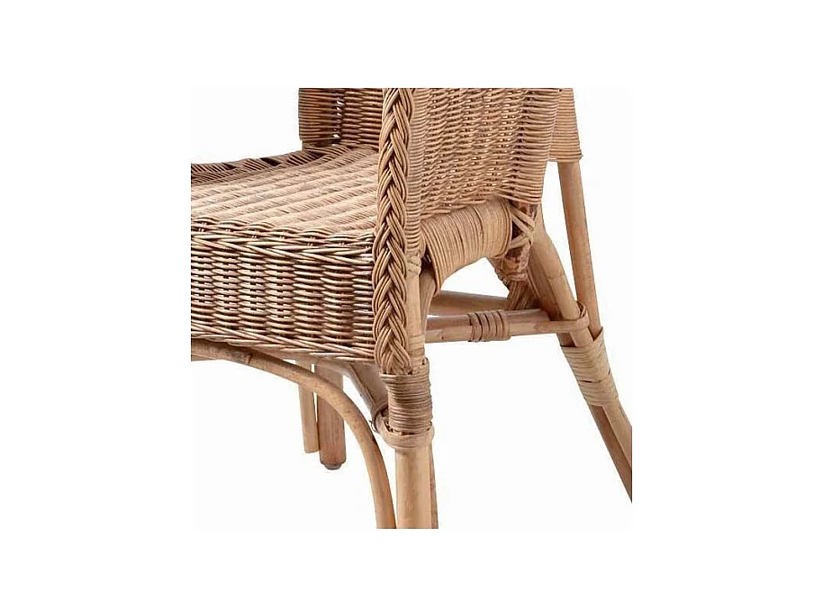 Fauteuil en rotin patiné marron Léa Sans coussin Sans coussin