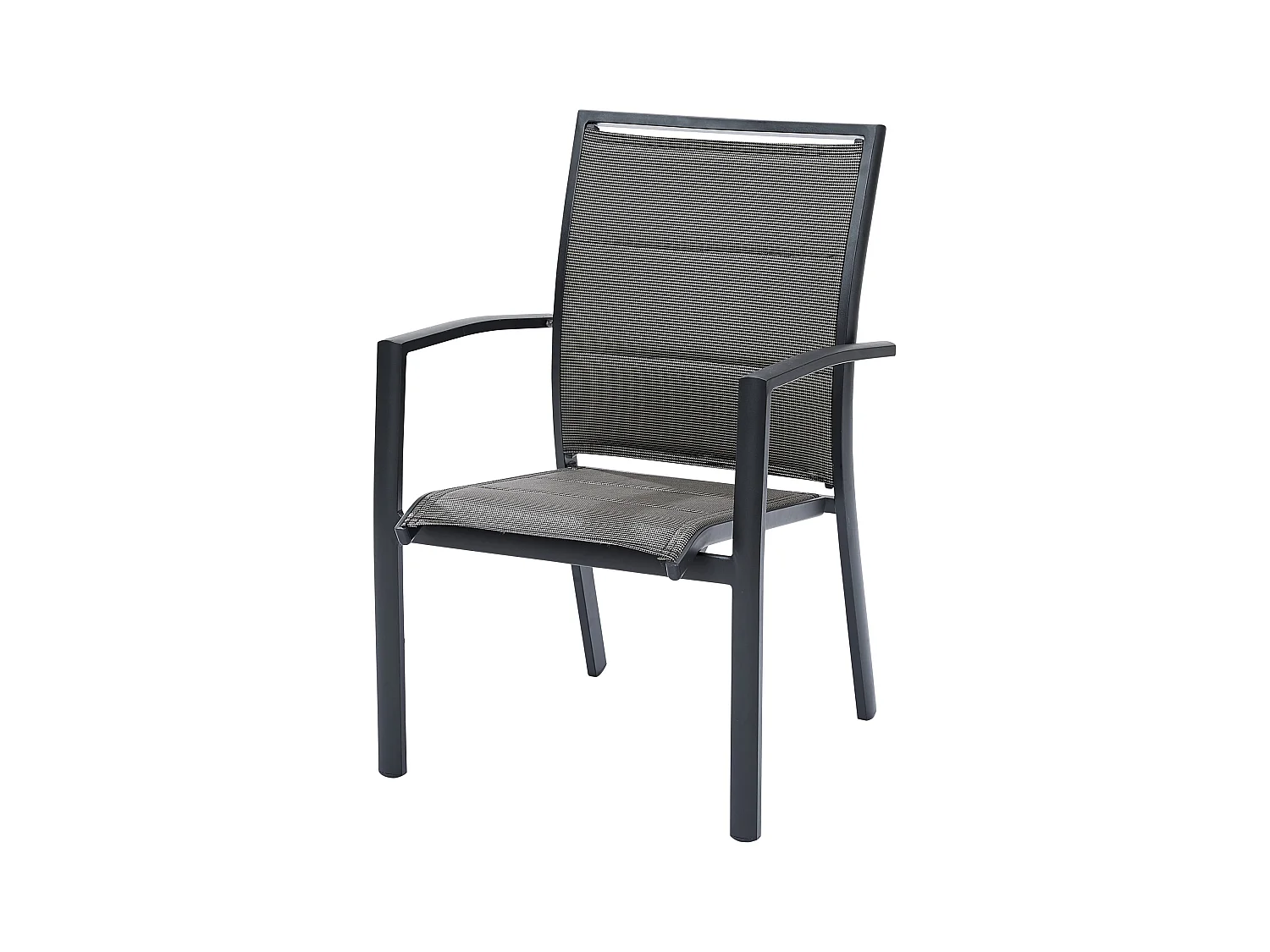 Fauteuil Modulo structure aluminium grise et assise textilène grise