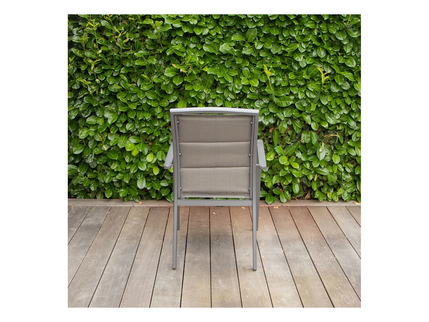 Fauteuil Modulo structure aluminium grise et assise textilène grise