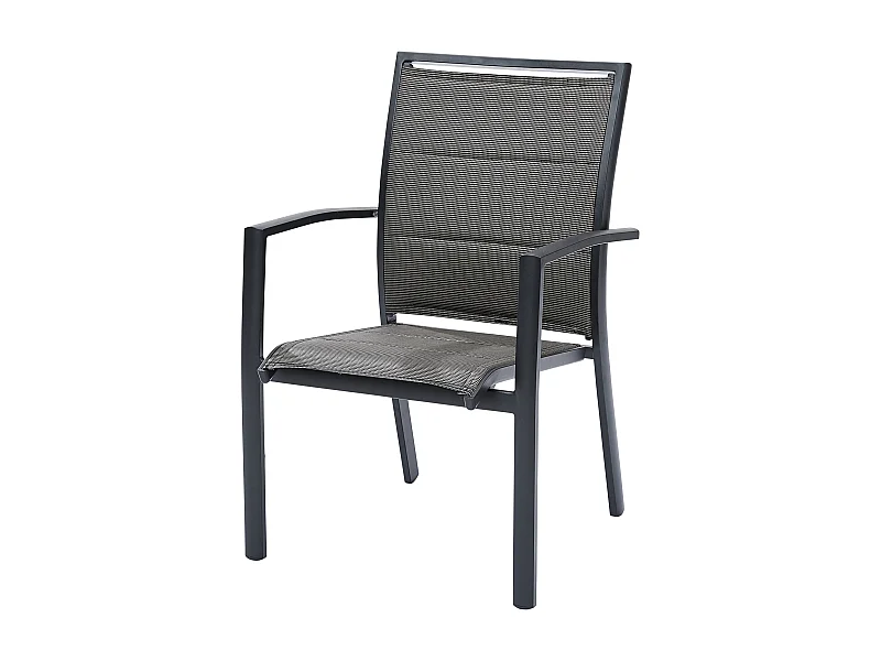 Fauteuil Modulo structure aluminium grise et assise textilène grise