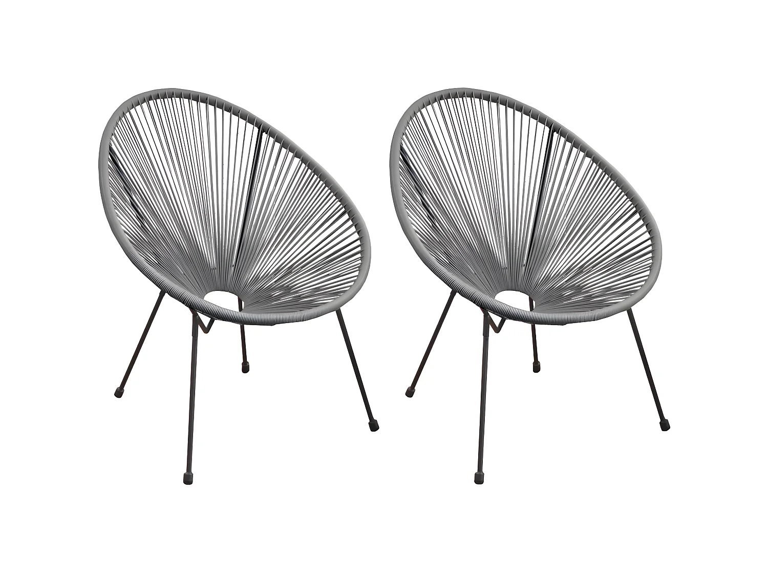 Fauteuil fil de jardin en métal et résine tressée Rio (Lot de 2)