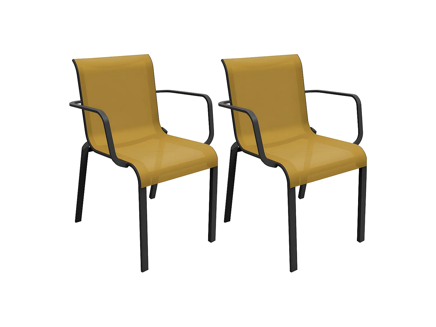 Fauteuils pour l'extérieur en aluminium Cauro (Lot de 2) Graphite et moutarde