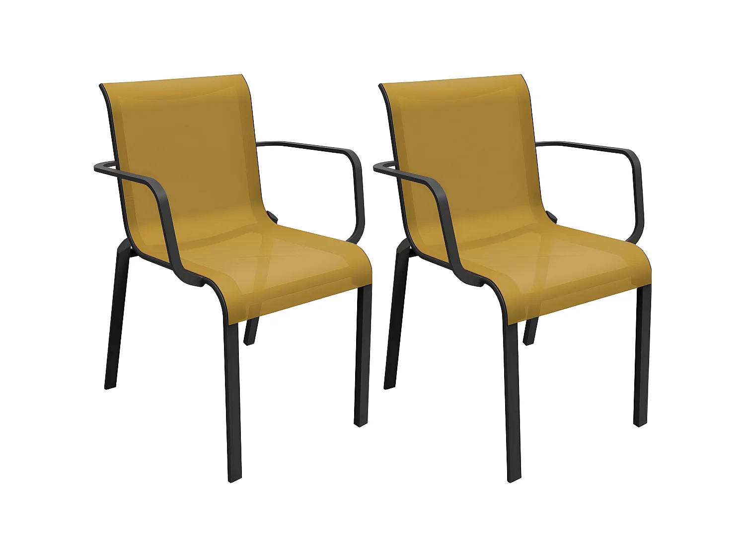 Fauteuils pour l'extérieur en aluminium Cauro (Lot de 2) Graphite et moutarde