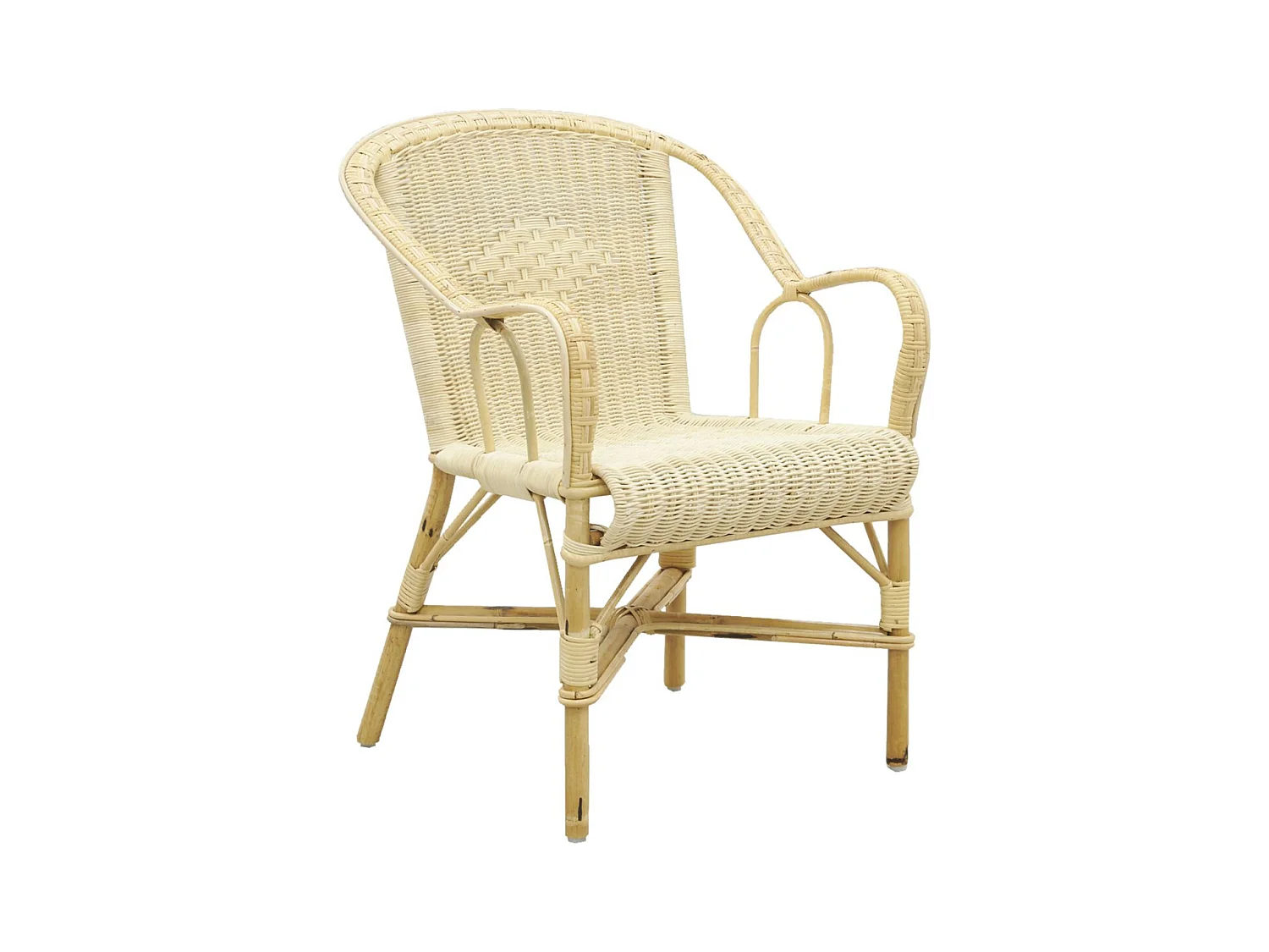 Fauteuil crapaud en manau et moelle de rotin naturelle