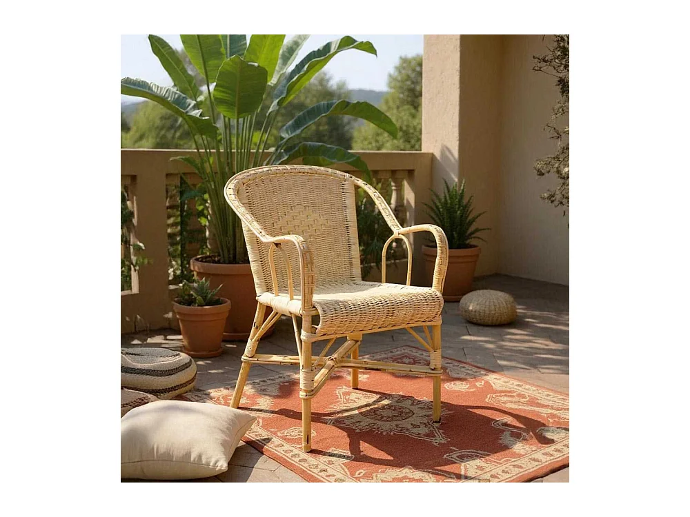 Fauteuil crapaud en manau et moelle de rotin naturelle