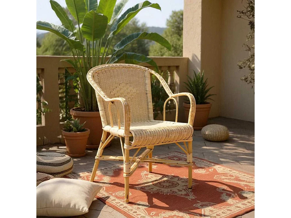 Fauteuil crapaud en manau et moelle de rotin naturelle