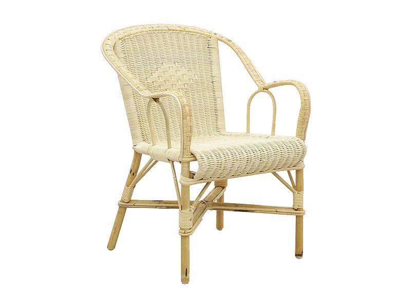 Fauteuil crapaud en manau et moelle de rotin naturelle