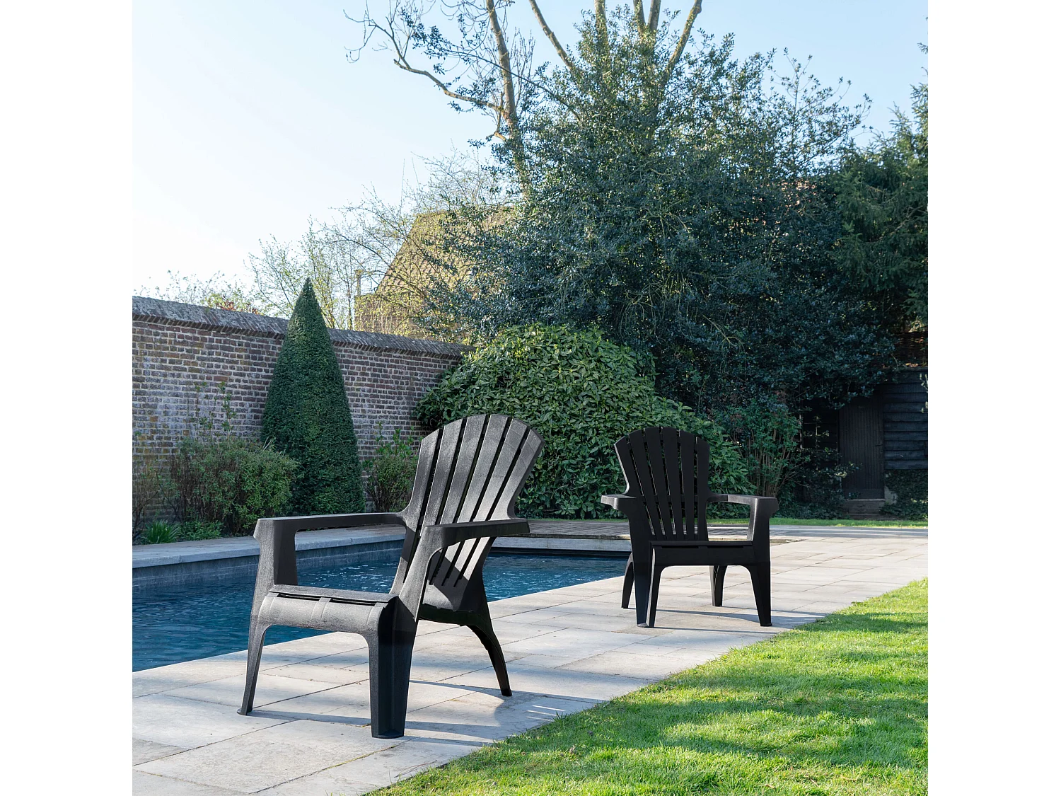 Fauteuil Adirondack de Jardin en Résine Empilable Anthracite
