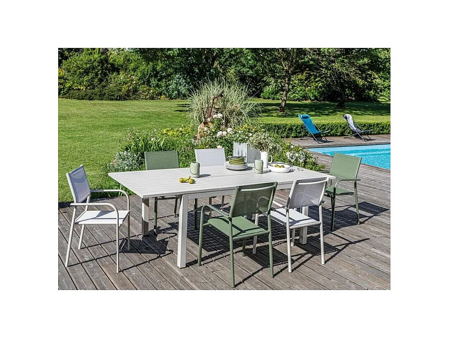 Fauteuil en aluminium Duca (Lot de 6) Crème