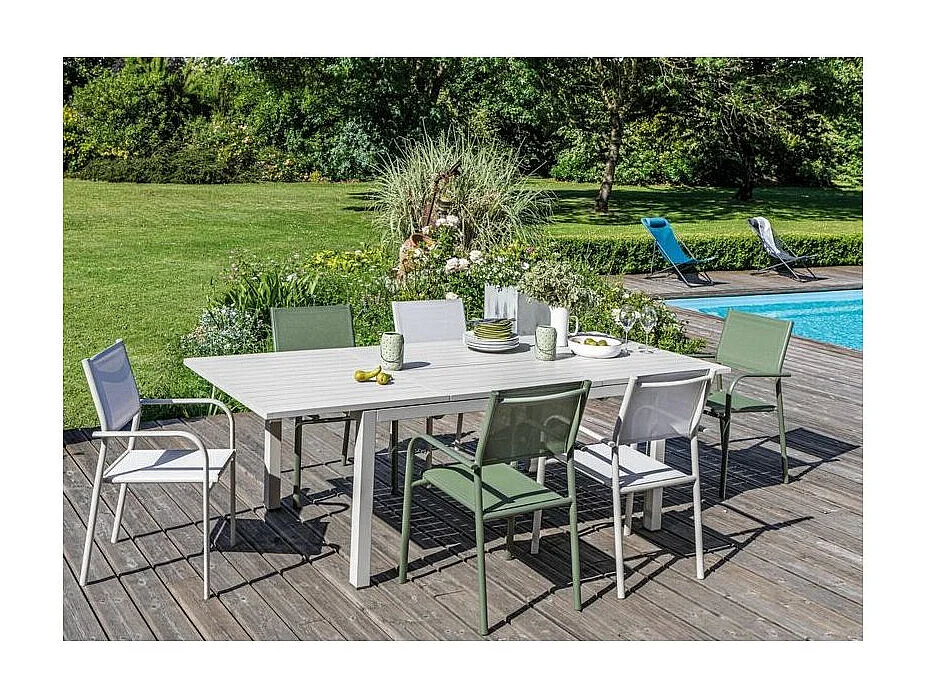 Fauteuil en aluminium Duca (Lot de 6) Crème