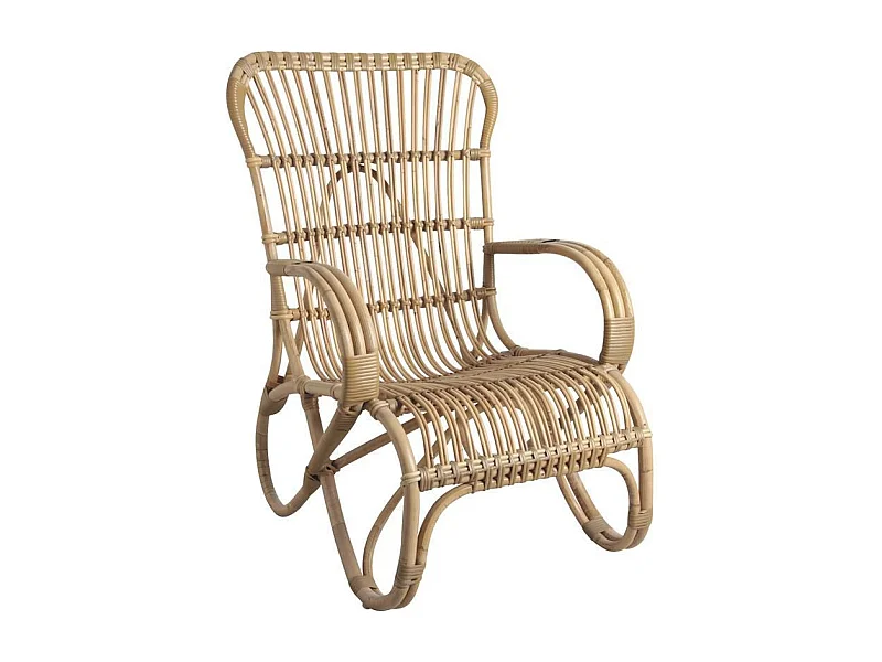 Fauteuil détente en manau et moelle de rotin naturelle
