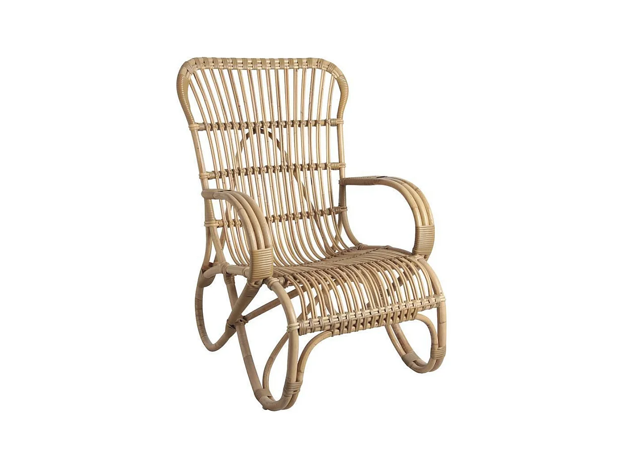 Fauteuil détente en manau et moelle de rotin naturelle
