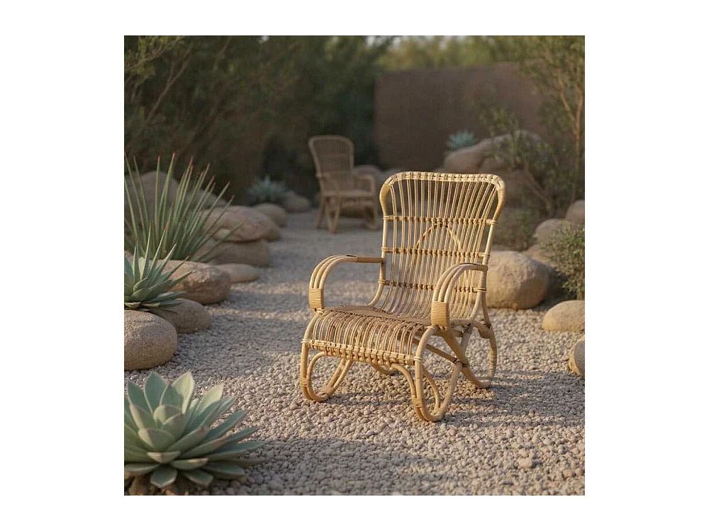 Fauteuil détente en manau et moelle de rotin naturelle