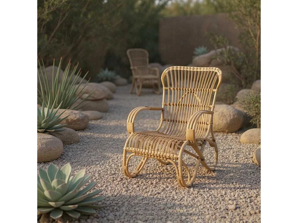 Fauteuil détente en manau et moelle de rotin naturelle