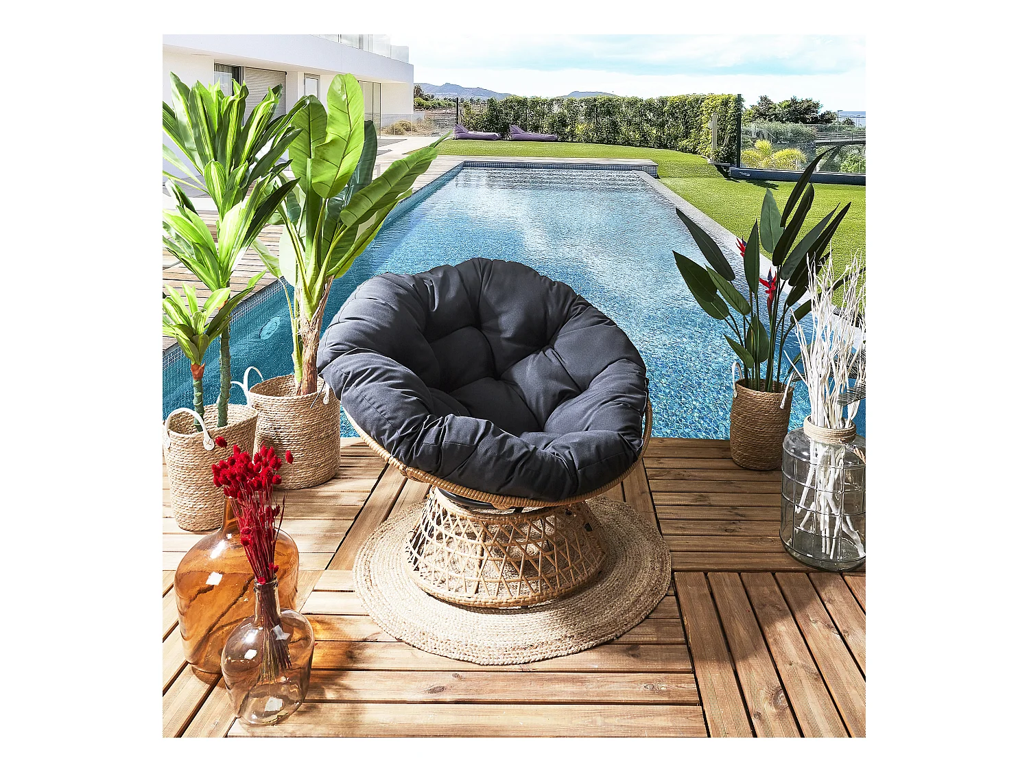 Fauteuil Cancun Noir, Marron