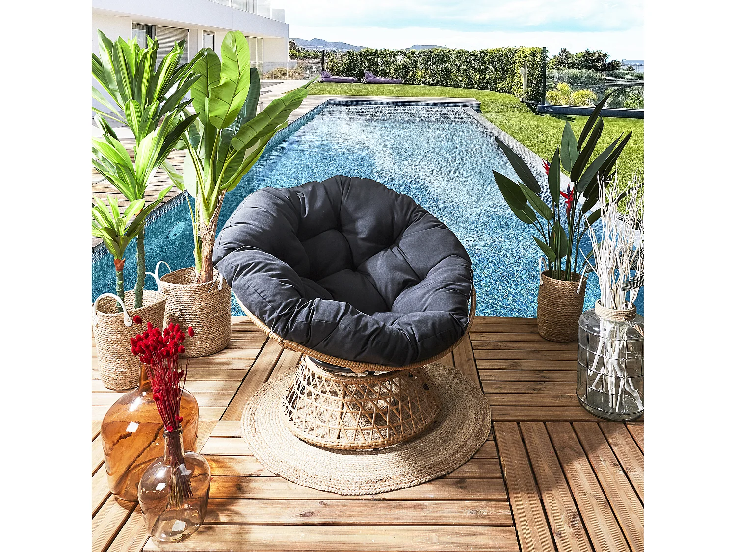 Fauteuil Cancun Noir, Marron
