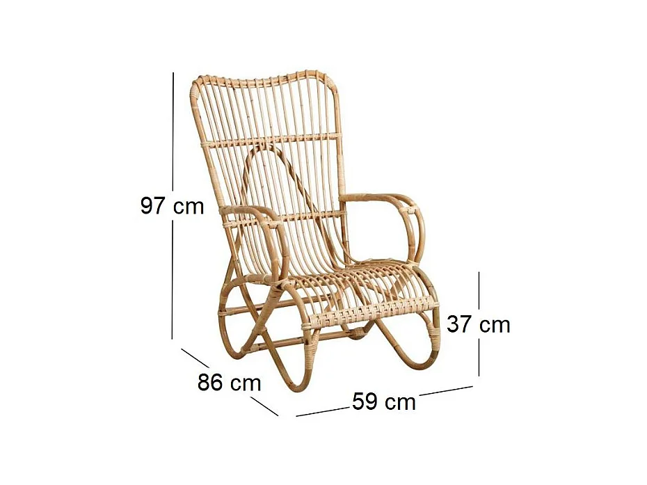 Fauteuil en manau naturel Taman