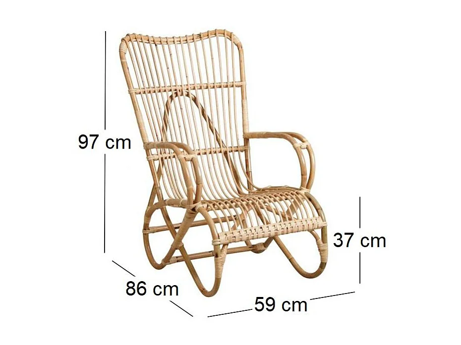 Fauteuil en manau naturel Taman