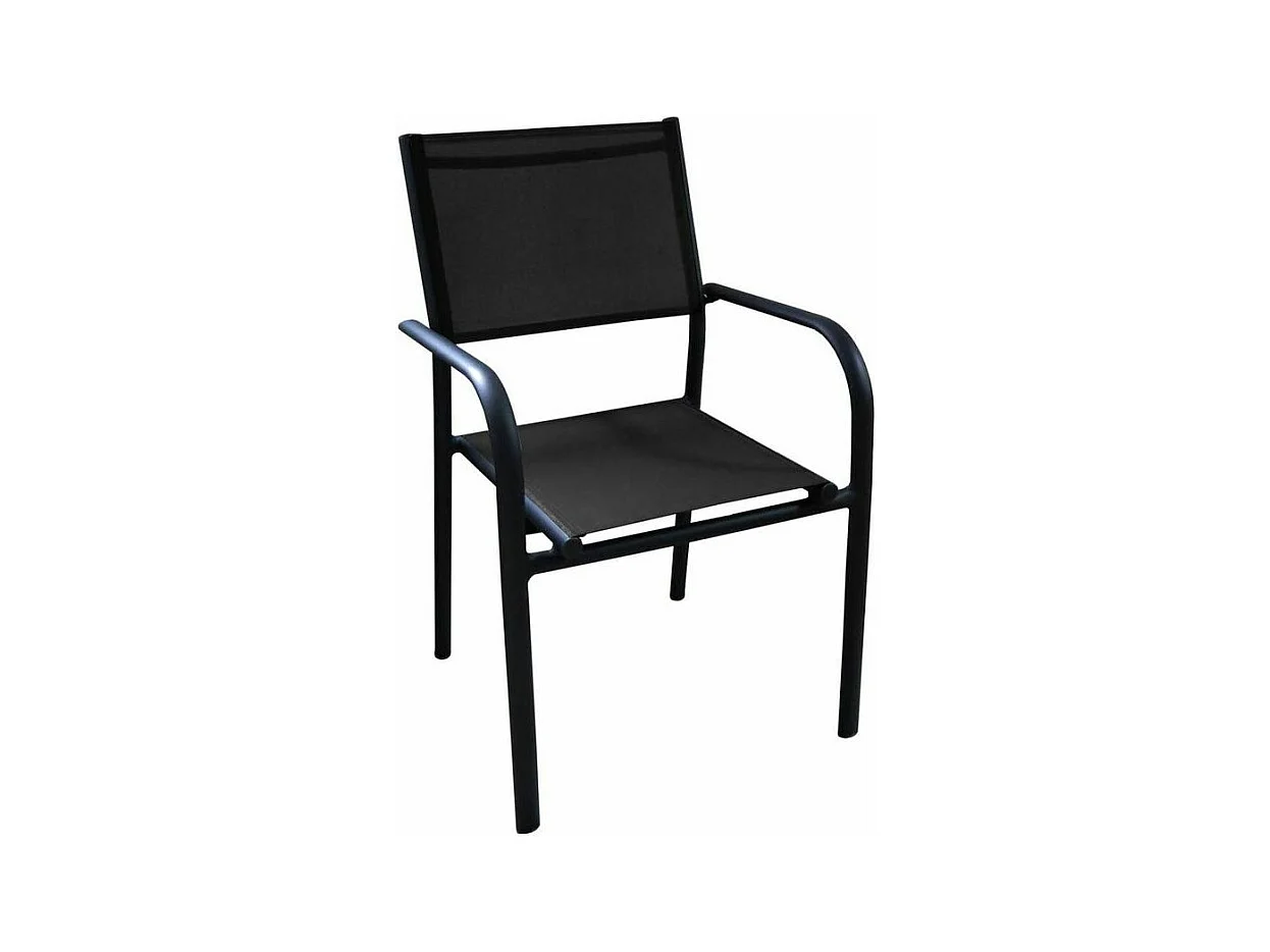 Fauteuil en aluminium Duca (Lot de 6) Graphite et noir