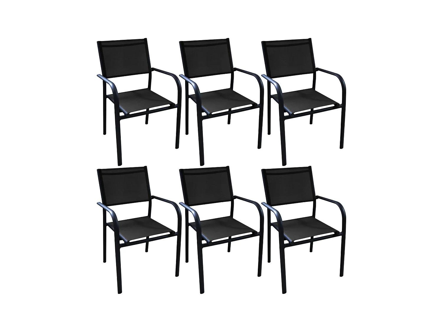Fauteuil en aluminium Duca (Lot de 6) Graphite et noir