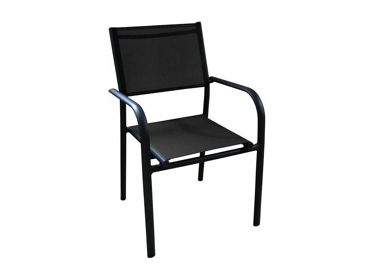Fauteuil en aluminium Duca (Lot de 6) Graphite et noir