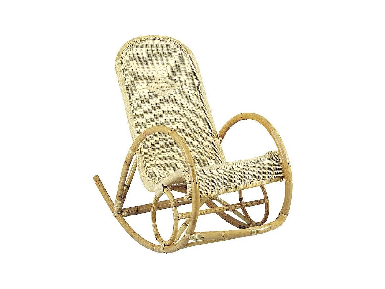 Fauteuil Rocking en manau et moelle de rotin naturelle Tipi