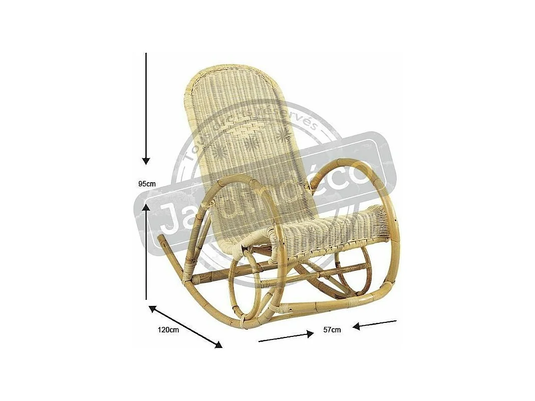 Fauteuil Rocking en manau et moelle de rotin naturelle Tipi