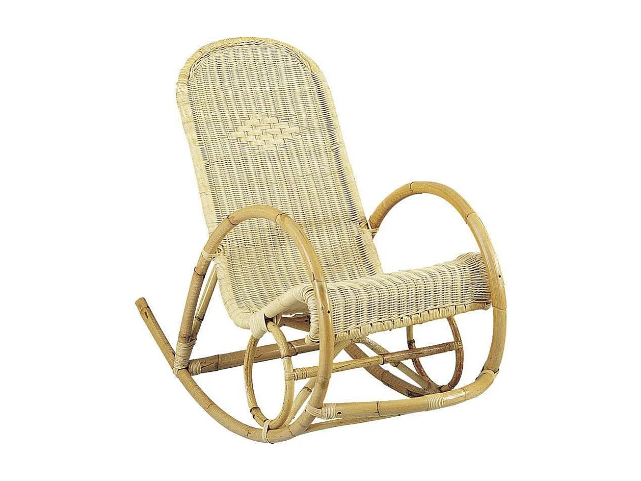 Fauteuil Rocking en manau et moelle de rotin naturelle Tipi