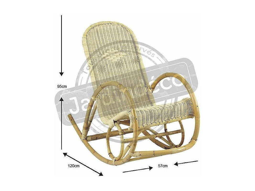 Fauteuil Rocking en manau et moelle de rotin naturelle Tipi