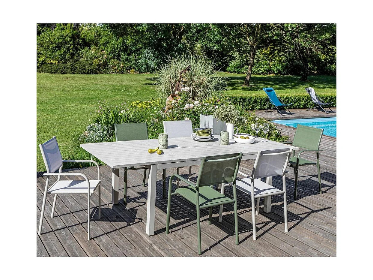 Fauteuil en aluminium Duca (Lot de 6) Vert