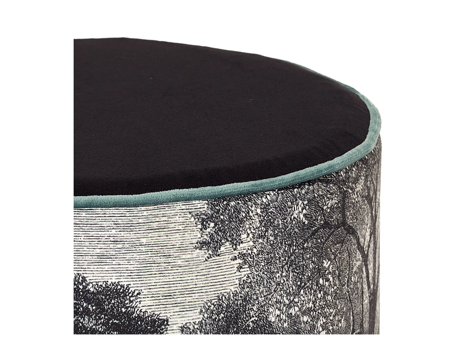 Pouf Imprimé Design "Black Forest" 36cm Noir