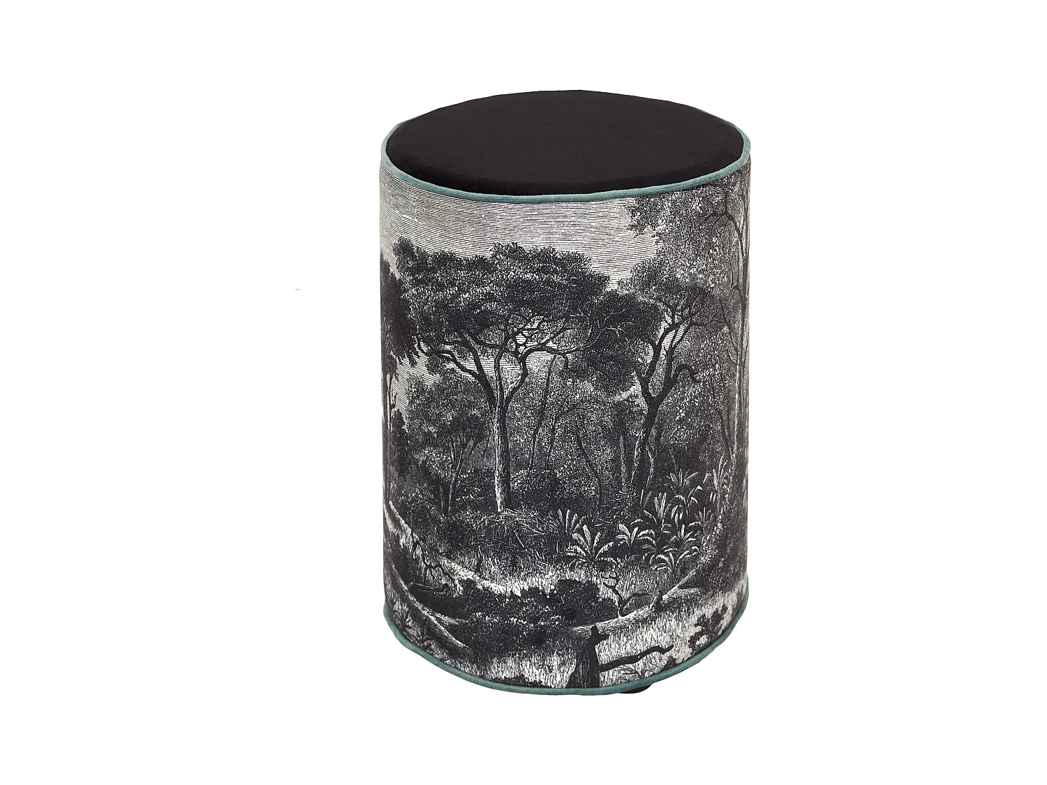 Pouf Imprimé Design "Black Forest" 36cm Noir