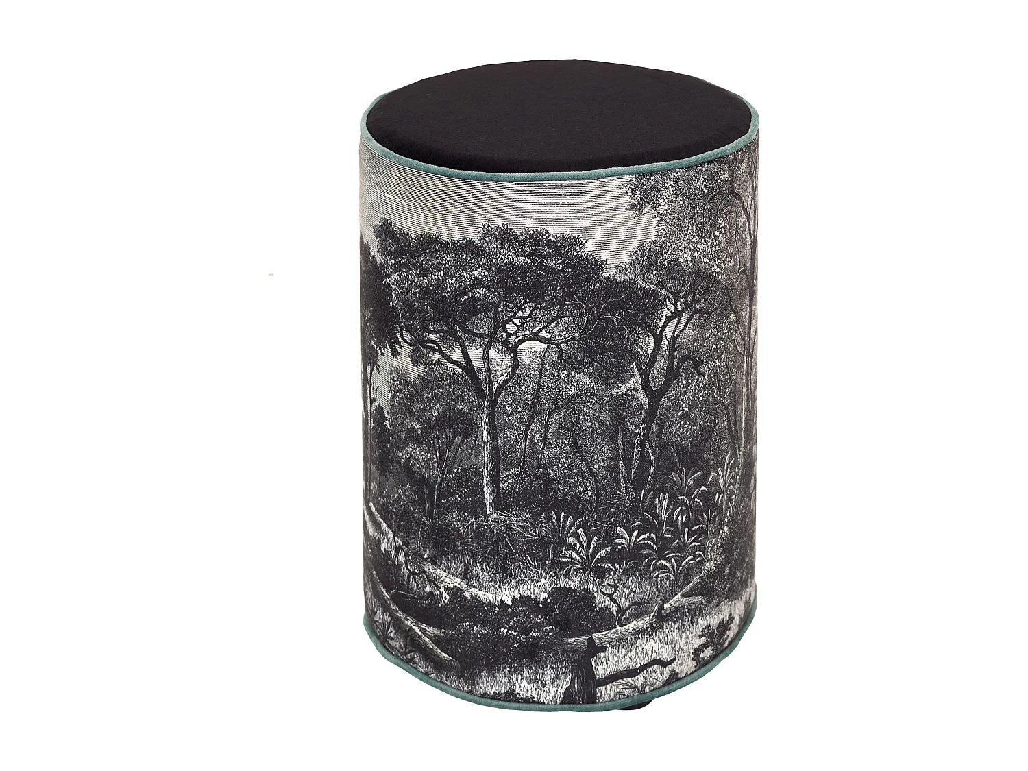 Pouf Imprimé Design "Black Forest" 36cm Noir