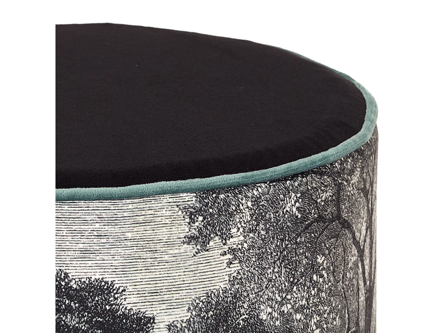 Pouf Imprimé Design "Black Forest" 36cm Noir