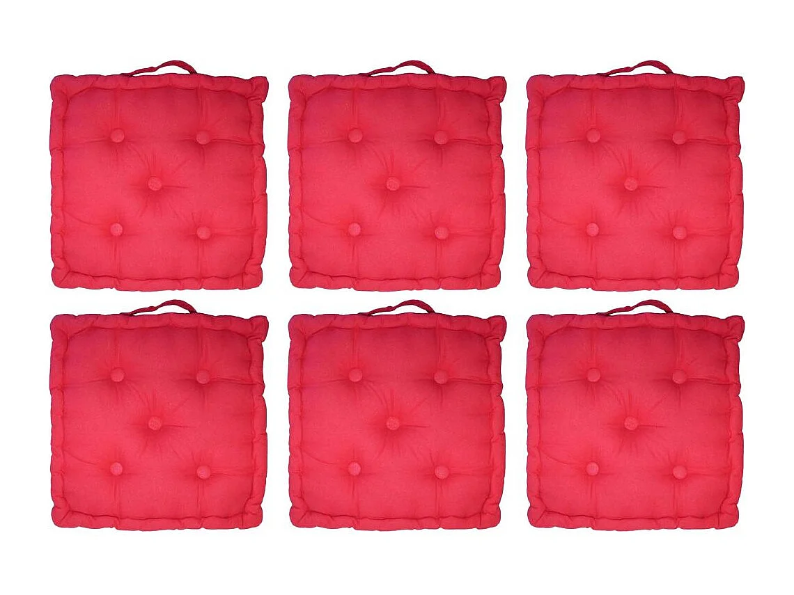 Coussin de sol en coton 40 cm (Lot de 6) Rouge