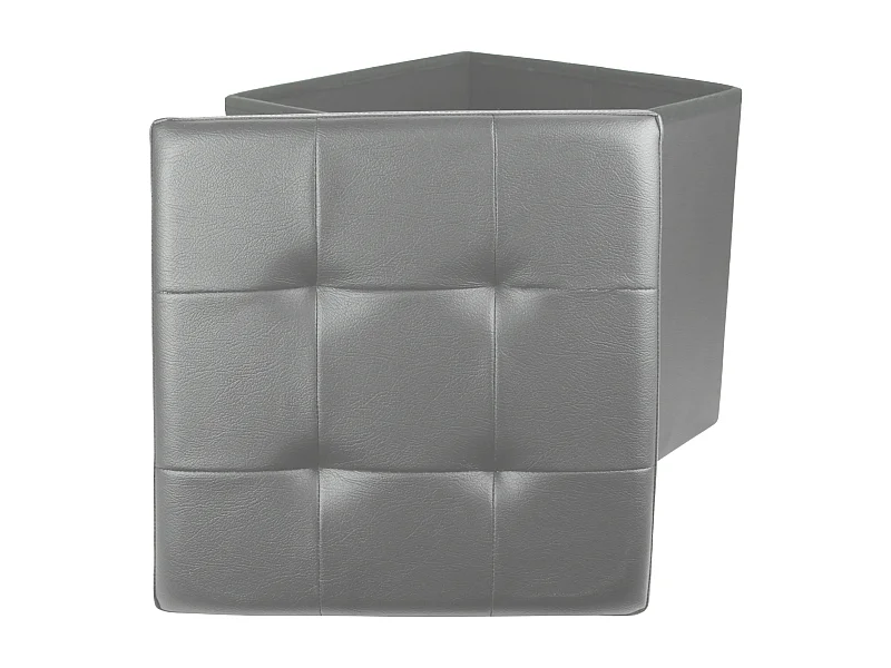 Pufe Baú Dobrável em PU Cinza Capitonê - Design Elegante e Versátil