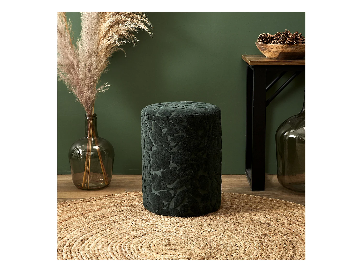 Pouf Design "Black Forest" 36cm Vert