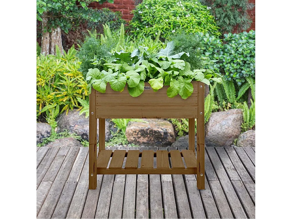 Carré potager en pin teinté sur pieds Largeur 40 cm