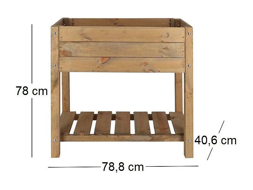 Carré potager en pin teinté sur pieds Largeur 40 cm
