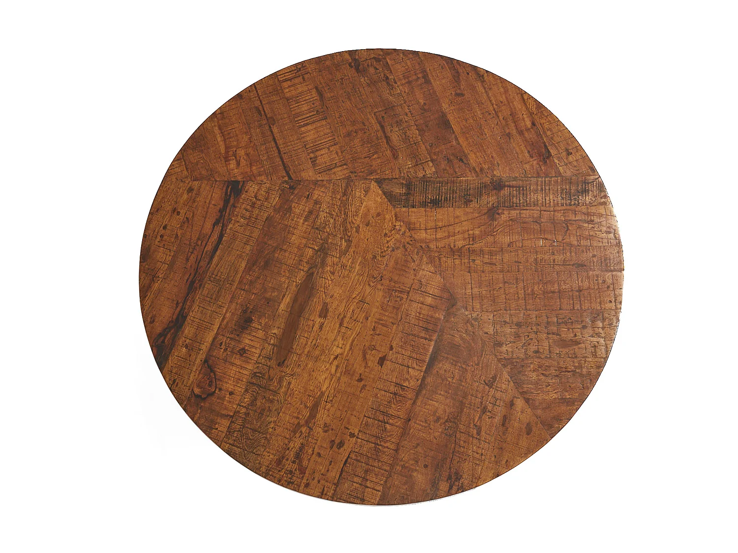 MALA - Table ronde en manguier massif et pieds métal doré D110 cm