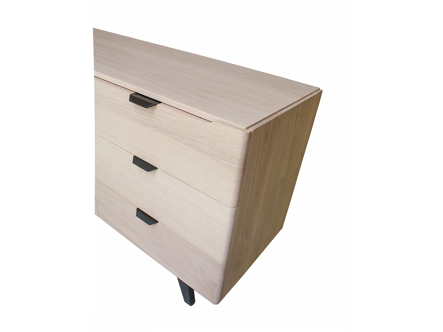 Buffet chêne blanchi et laqué, 2 portes 3 tiroirs - 185L x 48P